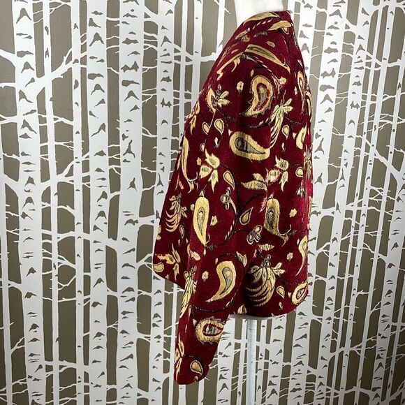 Bob Mackie Vintage Paisley Floral Tapestry Collarless Embellished Blazer - Picture 3 of 9